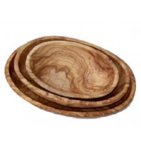 Set of 3 Olive Wood Stackable Oval Dishes